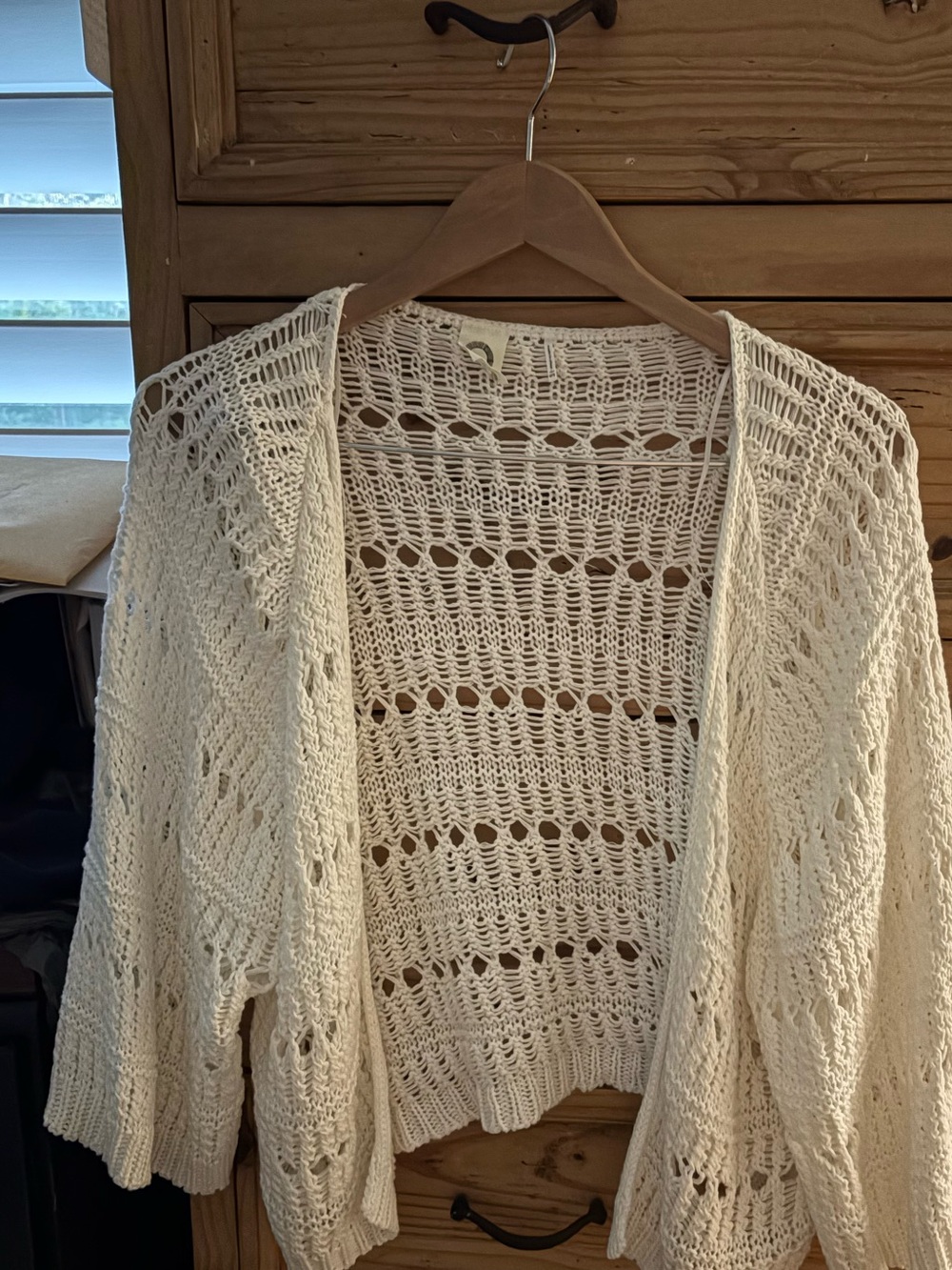 Anthropologie Cream Openwork Knit Cardigan - Picture 3 of 4